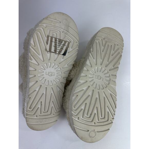 Ugg Oh Fluffita Sherpa Platform Sandals Natural Beige Sheepskin Size 11 Slides - Picture 8 of 16